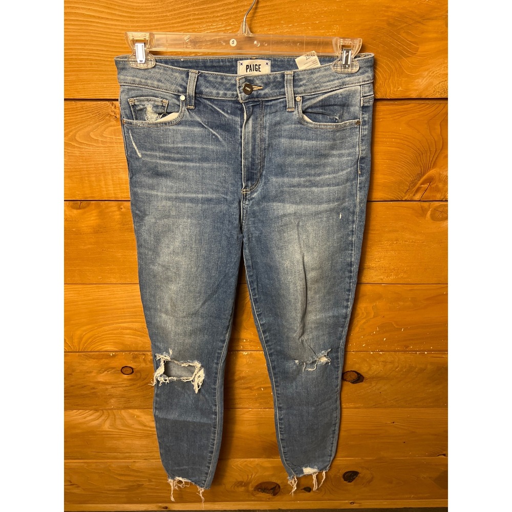 PAIGE‎ Womens Jeans Size 30 High Rise Skinny Distressed Frayed Hem Blue Denim